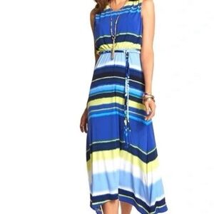 Chico’s Washed Stripe Kristi Maxi Dress Beachy 3 XL